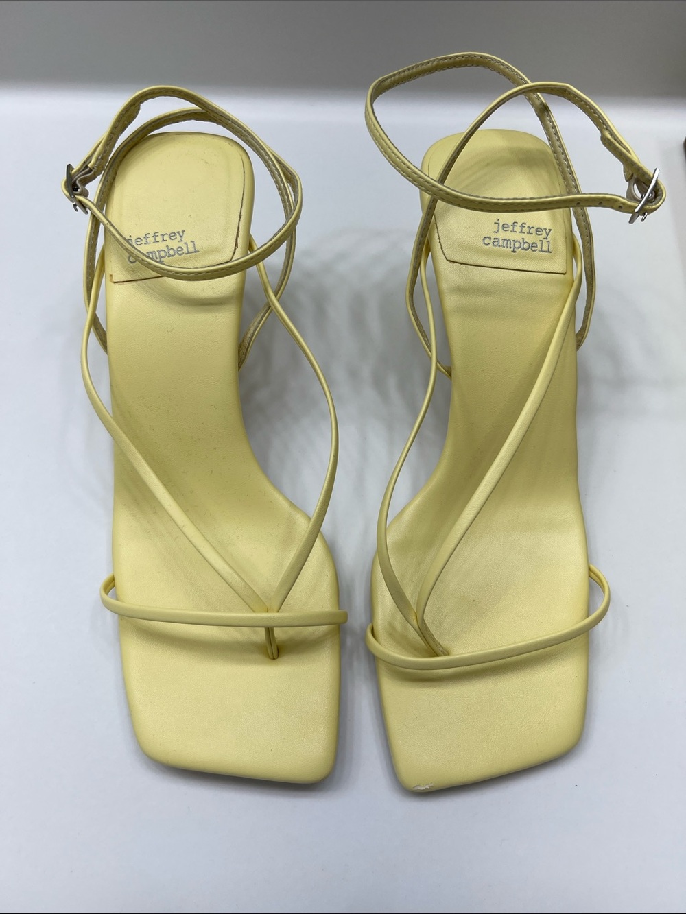 Jeffrey Campbell Pale Yellow Strappy Square-Toe Sandals